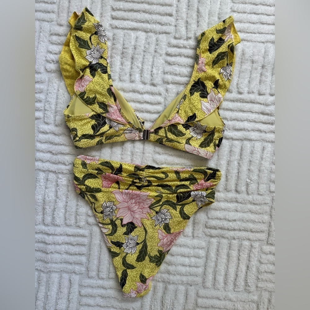 Seafolly Boheme Lime Light Bikini Set Bralette Flounce Top & Rio Bottom - Picture 5 of 15